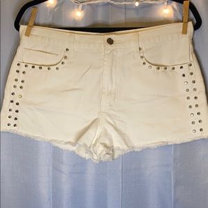 White Studded shorts
